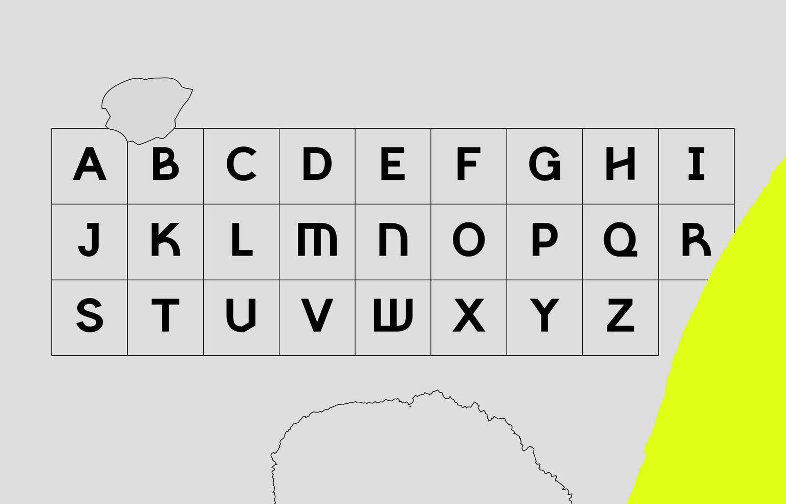 Grille des glyphs en majuscule Heavy