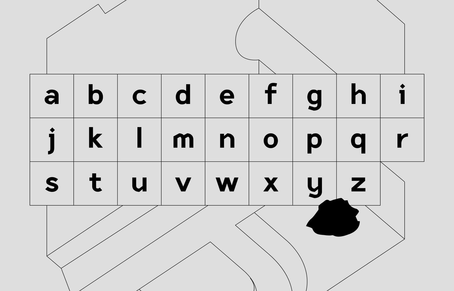 Grille des glyphs en minuscule Heavy
