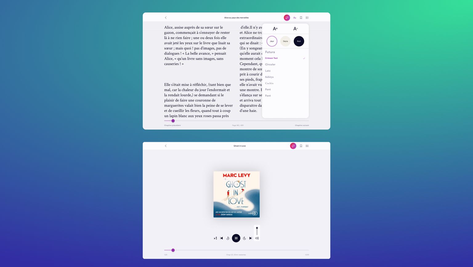 Web app books and audio reader
