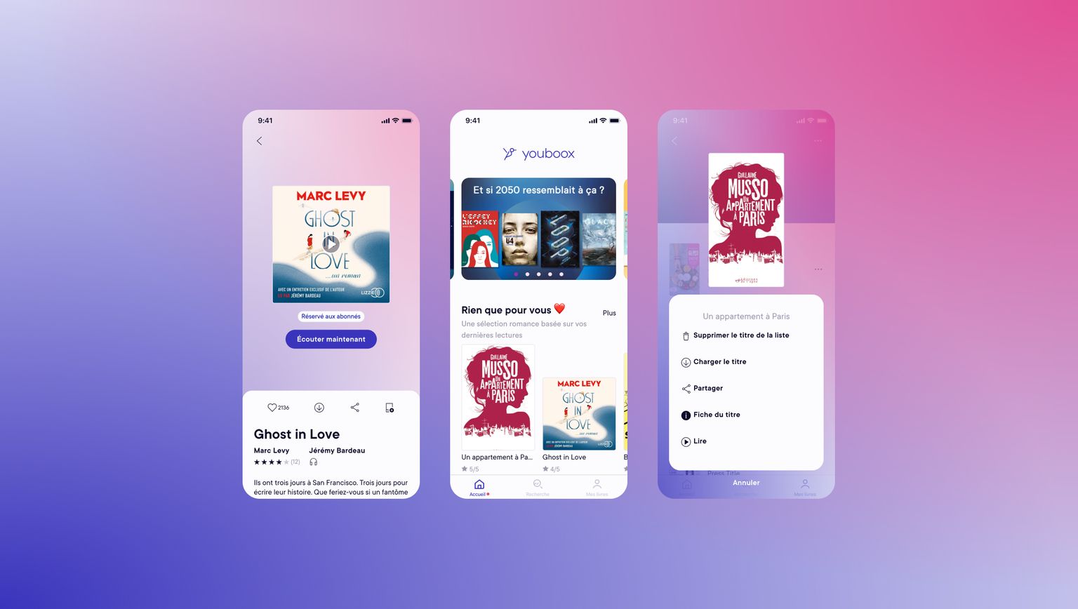 Écran de navigation dans l'application
