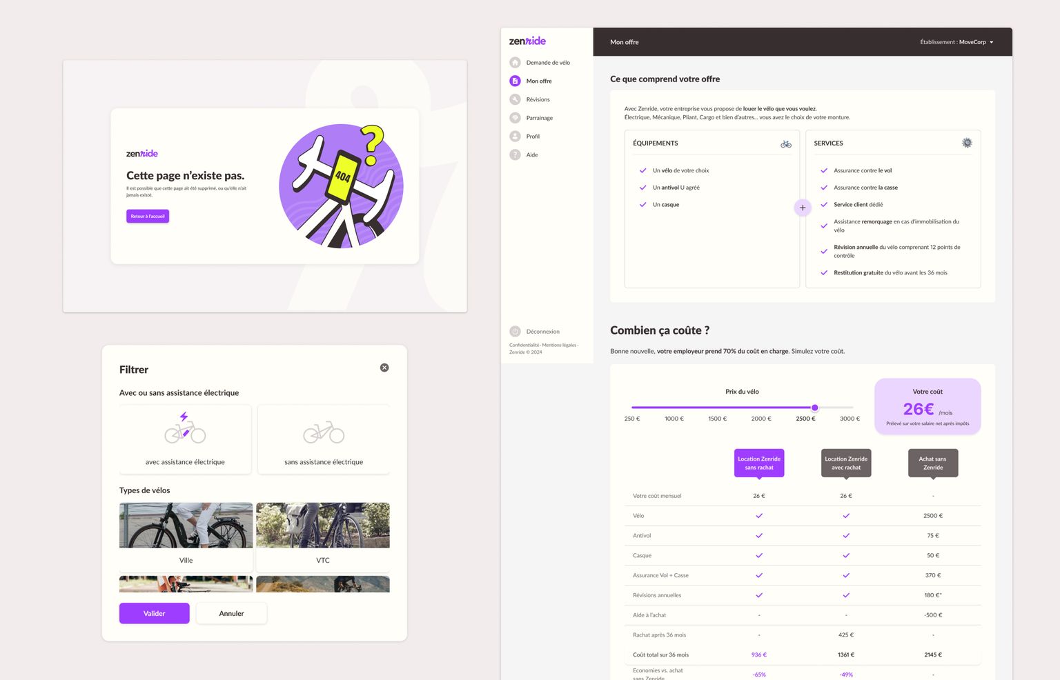 Design des coûts du leasing et filtres de recherche